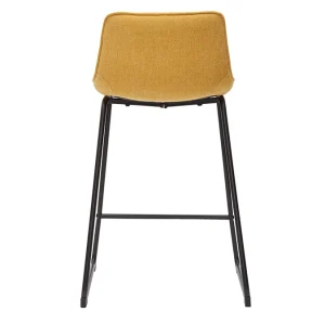 Tabourets De Bar En Tissu Effet Velours Texturé Jaune Moutarde Et Métal H65 Cm (lot De 2) BOOST 18