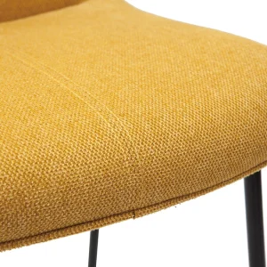 Tabourets De Bar En Tissu Effet Velours Texturé Jaune Moutarde Et Métal H65 Cm (lot De 2) BOOST 20
