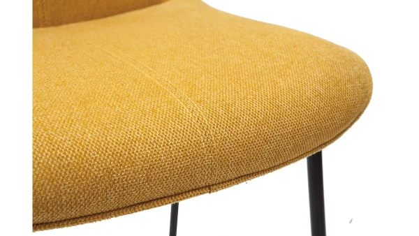 Tabourets De Bar En Tissu Effet Velours Texturé Jaune Moutarde Et Métal H65 Cm (lot De 2) BOOST 7