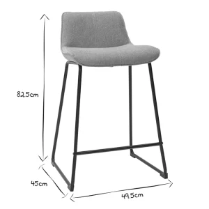 Tabourets De Bar En Tissu Effet Velours Texturé Jaune Moutarde Et Métal H65 Cm (lot De 2) BOOST 22