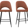 Tabourets De Bar En Tissu Effet Velours Texturé Terre Brûlée H65 Cm (lot De 2) COSETTE 26