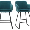 Nouvelle Collection Tabourets De Bar En Velours Bleu Pétrole H65 Cm (lot De 2) AMIKA 20