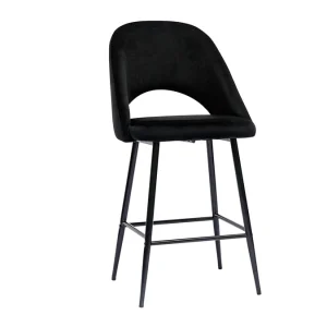 Tabourets De Bar En Velours Noir Et Métal H65 Cm (lot De 2) COSETTE 14