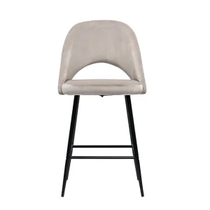 Tabourets De Bar En Velours Taupe Et Métal H65 Cm (lot De 2) COSETTE 11