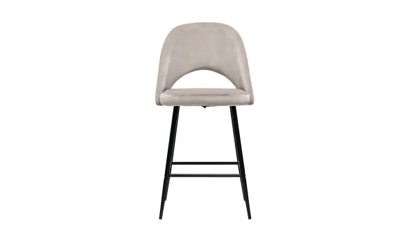 Tabourets De Bar En Velours Taupe Et Métal H65 Cm (lot De 2) COSETTE 3