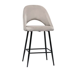 Tabourets De Bar En Velours Taupe Et Métal H65 Cm (lot De 2) COSETTE 13