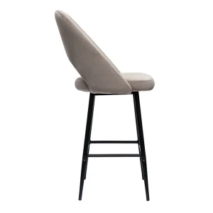 Tabourets De Bar En Velours Taupe Et Métal H65 Cm (lot De 2) COSETTE 15
