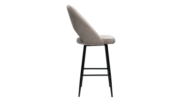 Tabourets De Bar En Velours Taupe Et Métal H65 Cm (lot De 2) COSETTE 5