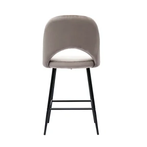 Tabourets De Bar En Velours Taupe Et Métal H65 Cm (lot De 2) COSETTE 17