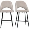 qualité supérieure Tabourets De Bar En Velours Taupe Et Métal H65 Cm (lot De 2) COSETTE 23