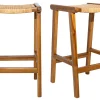 Tabourets De Bar Ethniques En Bois Teck Massif Et Cannage Rotin H65 Cm (lot De 2) GAWA 23