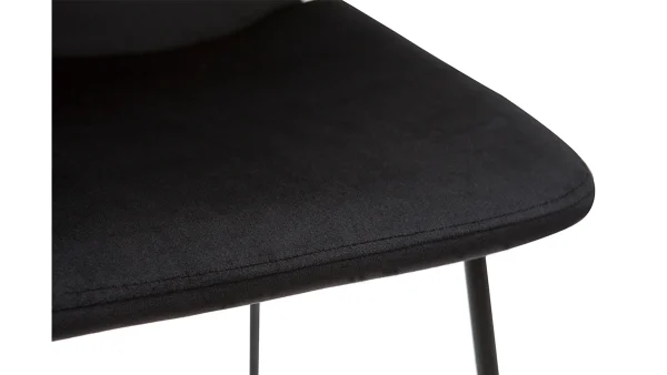 achetez Tabourets De Bar Fixes En Tissu Velours Noir Pieds Métal Noir H65 (lot De 2) KAOLY 7