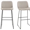magasins pas chers Tabourets De Bar Fixes En Tissu Velours Taupe Pieds Métal Noir H65 (lot De 2) KAOLY 25