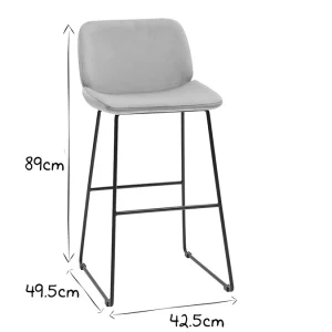 Tabourets De Bar Fixes En Tissu Velours Taupe Pieds Métal Noir H65 (lot De 2) KAOLY magasin france 22