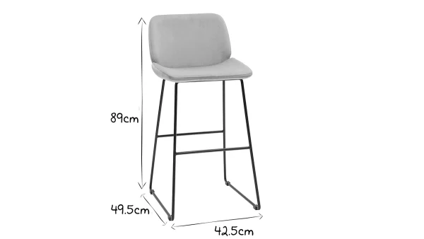 Tabourets De Bar Fixes En Tissu Velours Taupe Pieds Métal Noir H65 (lot De 2) KAOLY magasin france 8