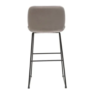Tabourets De Bar Fixes En Tissu Velours Taupe Pieds Métal Noir H65 (lot De 2) KAOLY magasin france 18