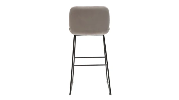 Tabourets De Bar Fixes En Tissu Velours Taupe Pieds Métal Noir H65 (lot De 2) KAOLY magasin france 6
