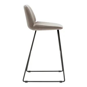 Tabourets De Bar Fixes En Tissu Velours Taupe Pieds Métal Noir H65 (lot De 2) KAOLY magasin france 16