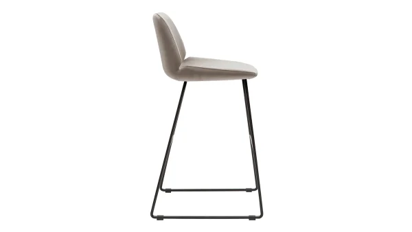 Tabourets De Bar Fixes En Tissu Velours Taupe Pieds Métal Noir H65 (lot De 2) KAOLY magasin france 5