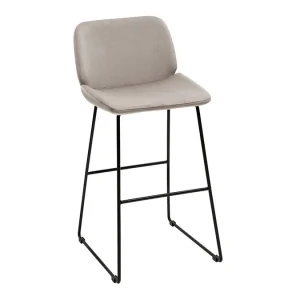Tabourets De Bar Fixes En Tissu Velours Taupe Pieds Métal Noir H65 (lot De 2) KAOLY magasin france 14