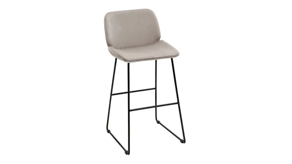 Tabourets De Bar Fixes En Tissu Velours Taupe Pieds Métal Noir H65 (lot De 2) KAOLY magasin france 4