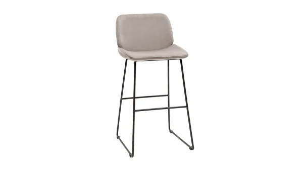 Tabourets De Bar Fixes En Tissu Velours Taupe Pieds Métal Noir H65 (lot De 2) KAOLY magasin france 3