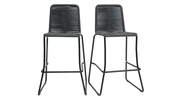 achat Tabourets De Bar Intérieur/exterieur Cordage Gris 72 Cm (lot De 2) YORGO 1
