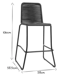 achat Tabourets De Bar Intérieur/exterieur Cordage Gris 72 Cm (lot De 2) YORGO 22