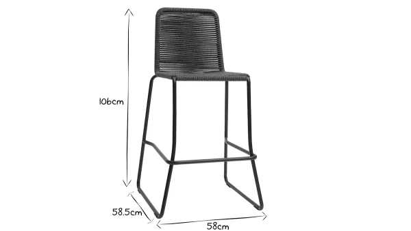 achat Tabourets De Bar Intérieur/exterieur Cordage Gris 72 Cm (lot De 2) YORGO 8
