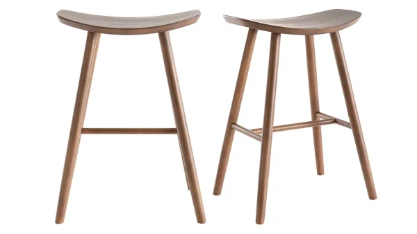 authentiques Tabourets De Bar Noyer H65 Cm (lot De 2) DEMORY 1
