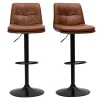 soldes pas cher Tabourets De Bar Réglables En Polyuréthane Marron Et Métal Noir (lot De 2) ZUCK 19