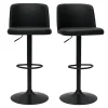 Livraison Standard/Rapide Tabourets De Bar Réglables En Polyuréthane Noir Et Métal Noir (lot De 2) MONTI 23