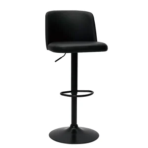 Livraison Standard/Rapide Tabourets De Bar Réglables En Polyuréthane Noir Et Métal Noir (lot De 2) MONTI 13