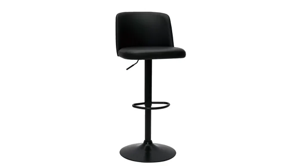 Livraison Standard/Rapide Tabourets De Bar Réglables En Polyuréthane Noir Et Métal Noir (lot De 2) MONTI 4