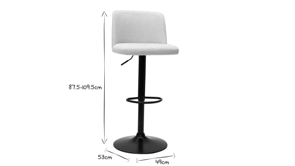 Tabourets De Bar Réglables En Tissu Effet Velours Texturé Beige Et Métal Noir (lot De 2) MONTI en france 8