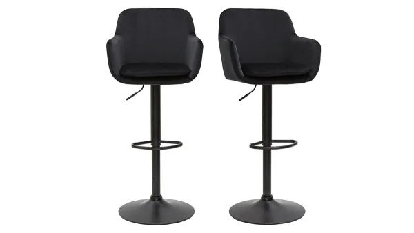 Tabourets De Bar Réglables En Velours Noir Et Métal (lot De 2) AMIKA boutique pas cher 1