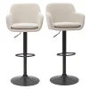 luxe soldes Tabourets De Bar Réglables Tissu Effet Velours Beige Et Métal (lot De 2) AMIKA 23