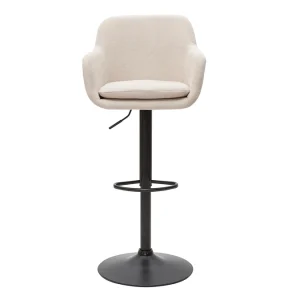 Tabourets De Bar Réglables Tissu Effet Velours Beige Et Métal (lot De 2) AMIKA 12