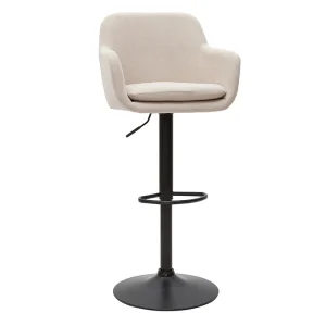 Tabourets De Bar Réglables Tissu Effet Velours Beige Et Métal (lot De 2) AMIKA 14