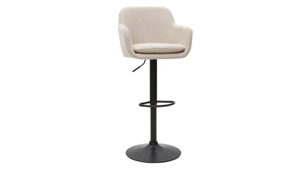 Tabourets De Bar Réglables Tissu Effet Velours Beige Et Métal (lot De 2) AMIKA 4