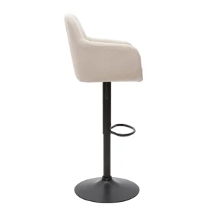 Tabourets De Bar Réglables Tissu Effet Velours Beige Et Métal (lot De 2) AMIKA 16