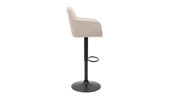 Tabourets De Bar Réglables Tissu Effet Velours Beige Et Métal (lot De 2) AMIKA 5