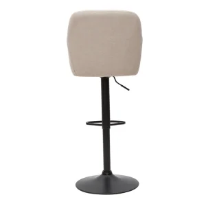 Tabourets De Bar Réglables Tissu Effet Velours Beige Et Métal (lot De 2) AMIKA 18