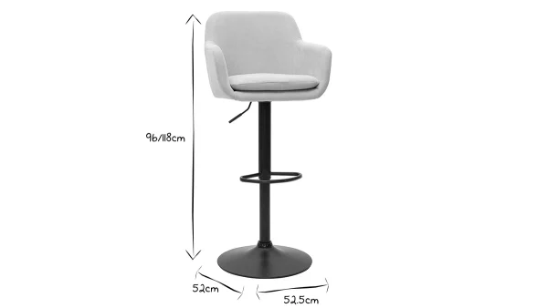 Tabourets De Bar Réglables Tissu Effet Velours Beige Et Métal (lot De 2) AMIKA 8