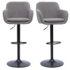 marque pas cher Tabourets De Bar Réglables Tissu Effet Velours Gris Et Métal (lot De 2) AMIKA 28