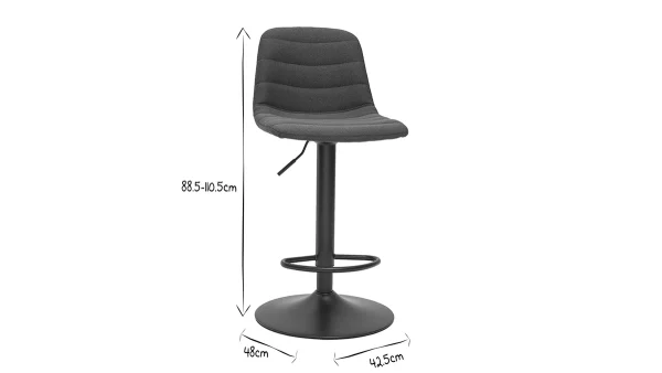 Livraison rapide Tabourets De Bar Réglables Tissu Et Métal Gris Foncé (lot De 2) SAURY 8