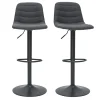 Livraison rapide Tabourets De Bar Réglables Tissu Et Métal Gris Foncé (lot De 2) SAURY 28