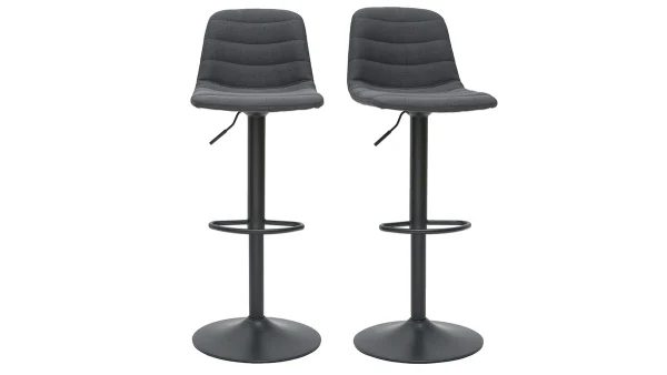 Livraison rapide Tabourets De Bar Réglables Tissu Et Métal Gris Foncé (lot De 2) SAURY 1