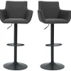 Tabourets De Bar Réglables Tissu Gris Anthracite Métal Noir (lot De 2) CARLIE magasins pas chers 23