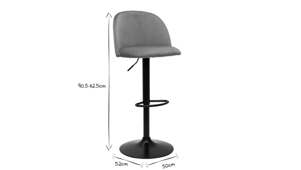 ultratendance Tabourets De Bar Réglables Velours Vert Céladon Et Métal Noir (lot De 2) CELESTE 8